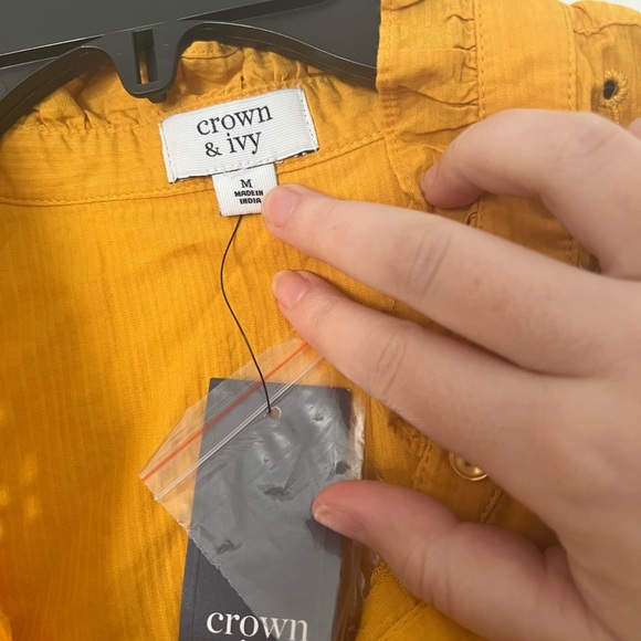 Crown & ivy | nwt yellow button down blouse - M - Picture 6 of 8